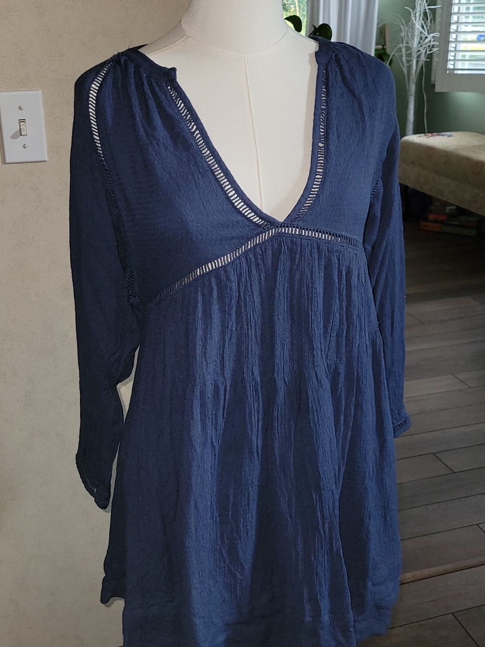 Free People Navy Blue Knit Top with Branded Tag